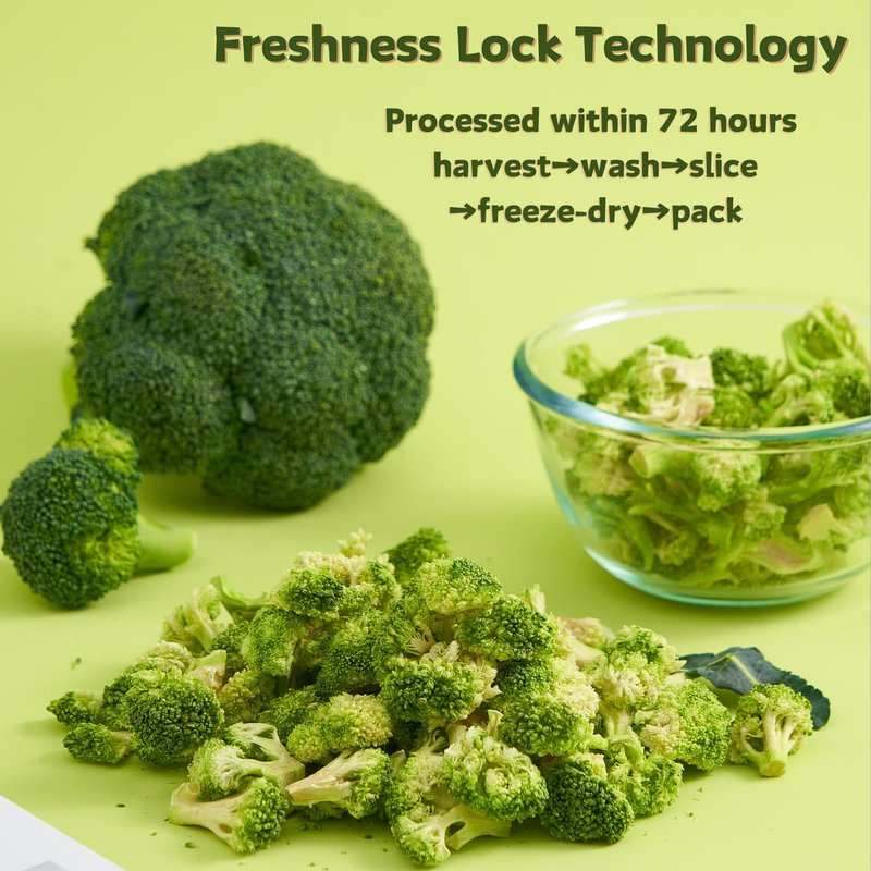 Nat Flav Freeze Dried Broccoli | 5.3oz | 100% Natural Broccoli | No Sugar & Additives | Non-GMO & Vegan Friendly | Healthy Snacks for Kids or Adults | Freeze Dried Backpacking & Camping Food