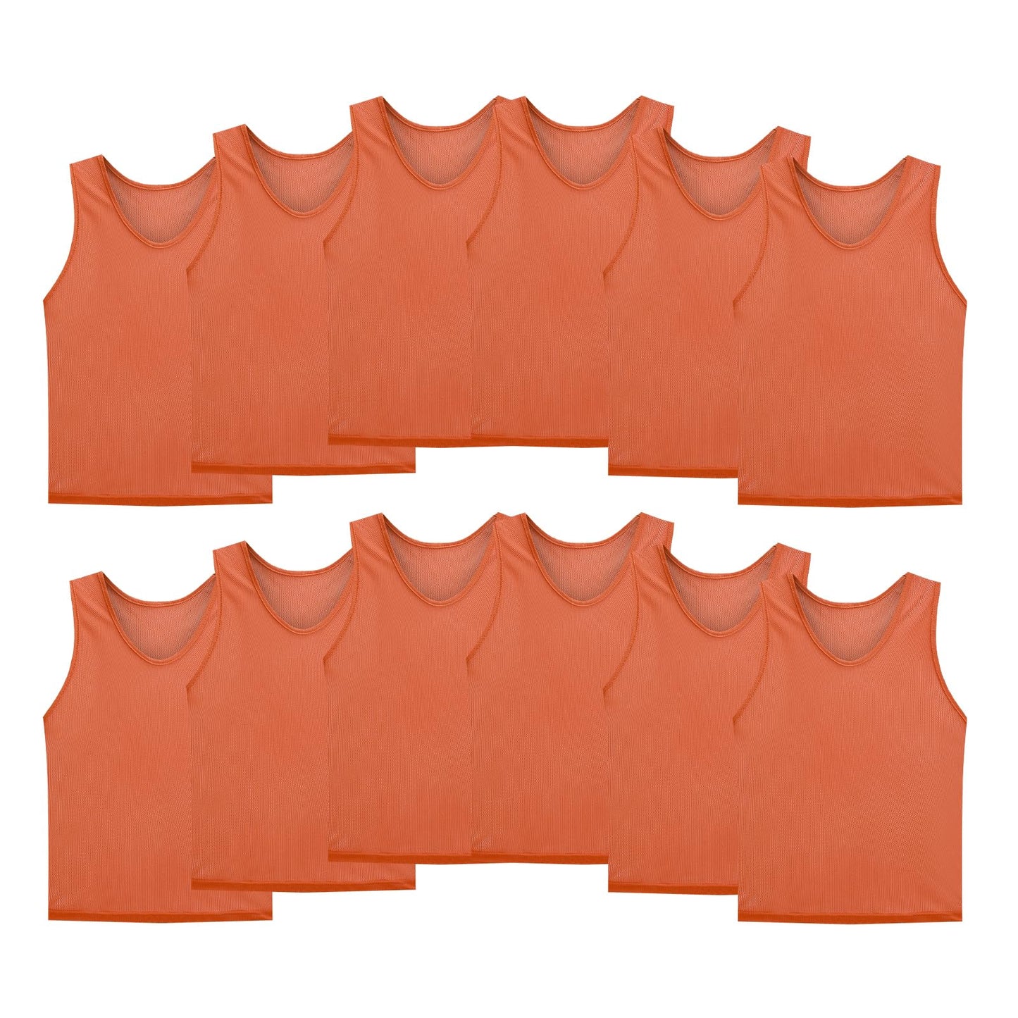 STLTYYP Sports Jerseys Mesh Pinnies Scrimmage Team Practice Vest for Kid for Teens and Adult (12 Jerseys)(L, orange)