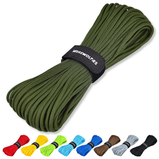 WEREWOLVES Paracord Rope, 7 Strand Type III Parachute Cord 4mm 100ft / 200ft for Crafting, DIY Projects, Survival Bracelets (Army Green, 200 ft)