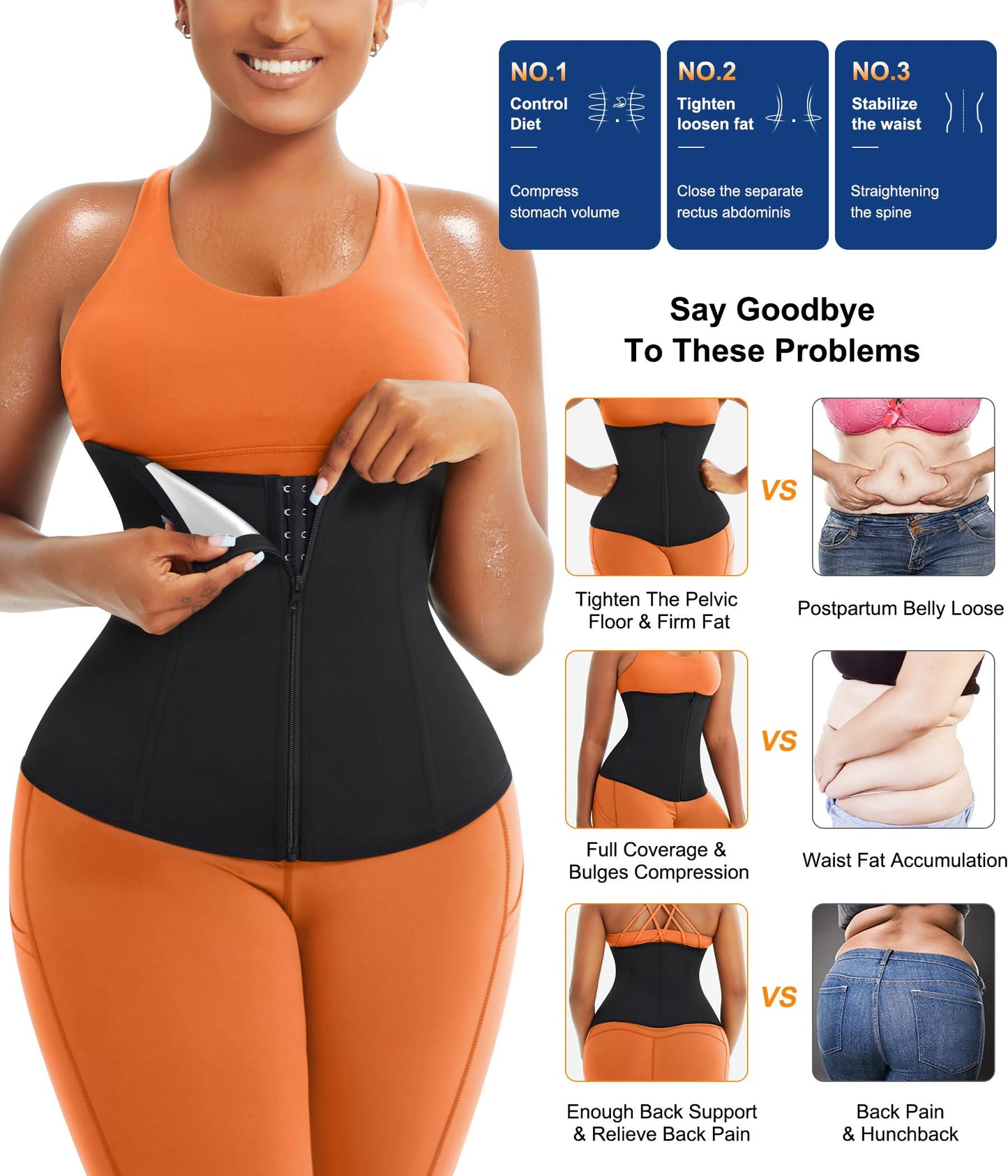 TrainingGirl Women Waist Trainer Trimmer Corset Weight Loss Tummy Wrap Workout Belt Sweat Belly Band Sports Girdle Sauna Suit