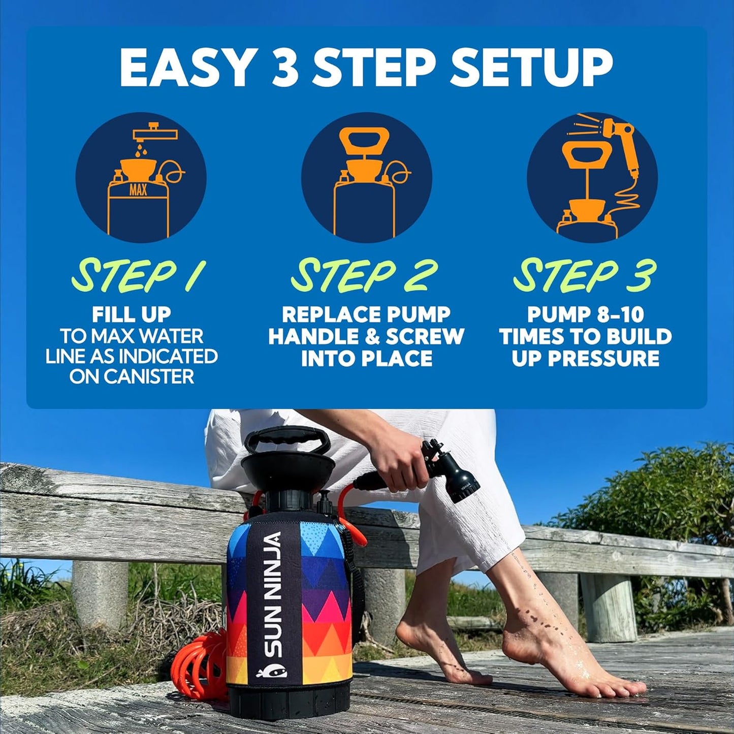 Portable Camping Shower - 7 Mode Shower Head with Neoprene Cover | High Pressure, Easy to Carry