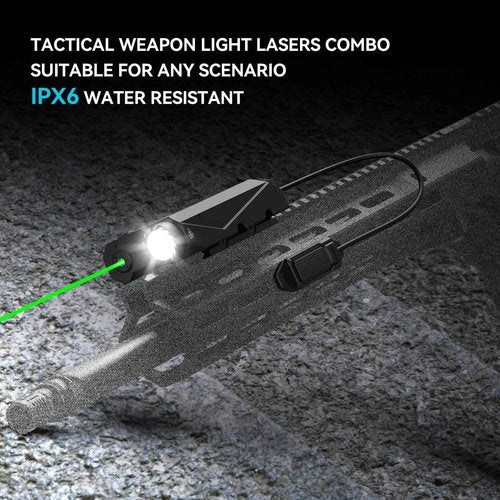 VOTATU V840 Laser Light Combo, Green/IR Laser 1500LM Flashlight for Rifle AR, Dual-Laser from One Output, Laser Flashlight Combo with Pressure Switch, Compatible with M-LOK Picatinny Rail
