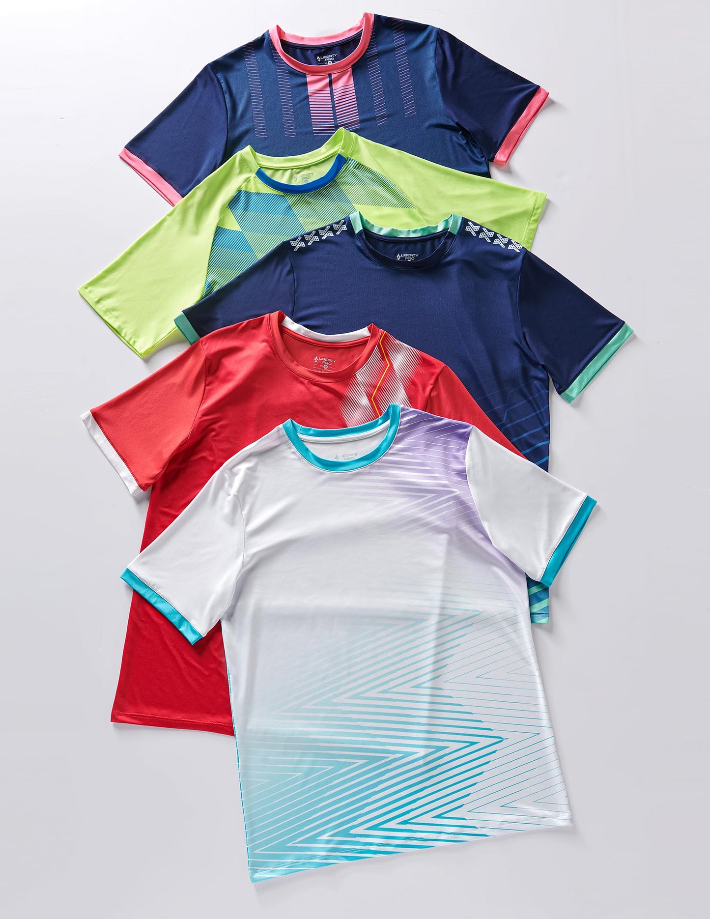 5 Pack Men’s Active Quick Dry Crew Neck T Shirts | Athletic Running Gym Workout Short Sleeve Tee Tops Bulk (Set 13, Small)