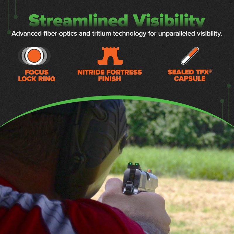 TruGlo Pro TFK PRO Fiber Optic and Tritium Handgun Sight for Smith & Wesson M&P, Black