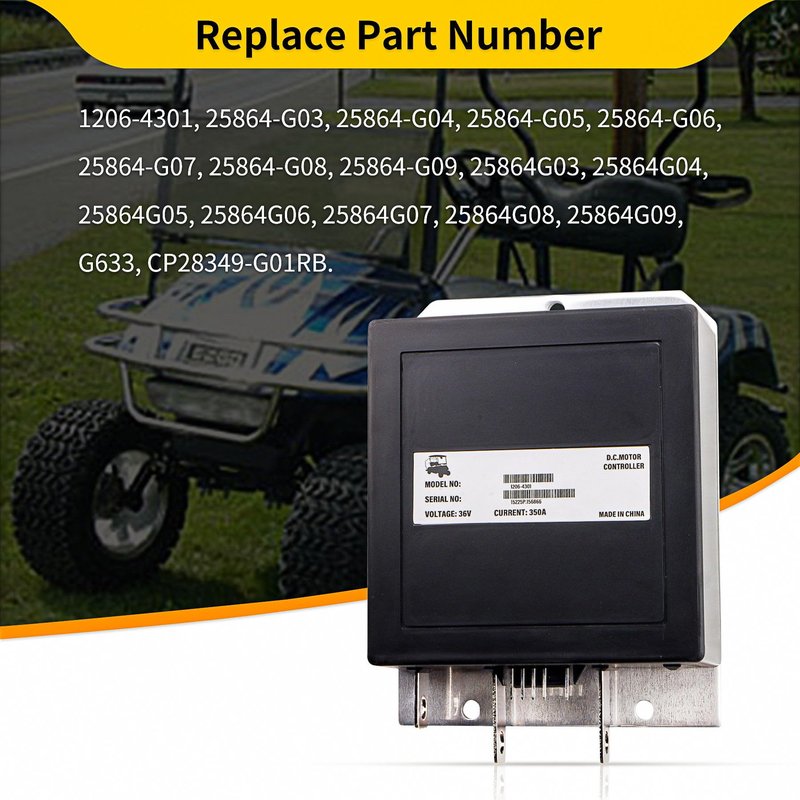 25864G05 36V 350A 5-Pin 25864G09 25864g03 for Curtis 1206-4301 Speed Controller 3-Big-Blades for EZGO Medalist & TXT 1206 Series Model (Year 1994 Up) with ITS Throttle Input