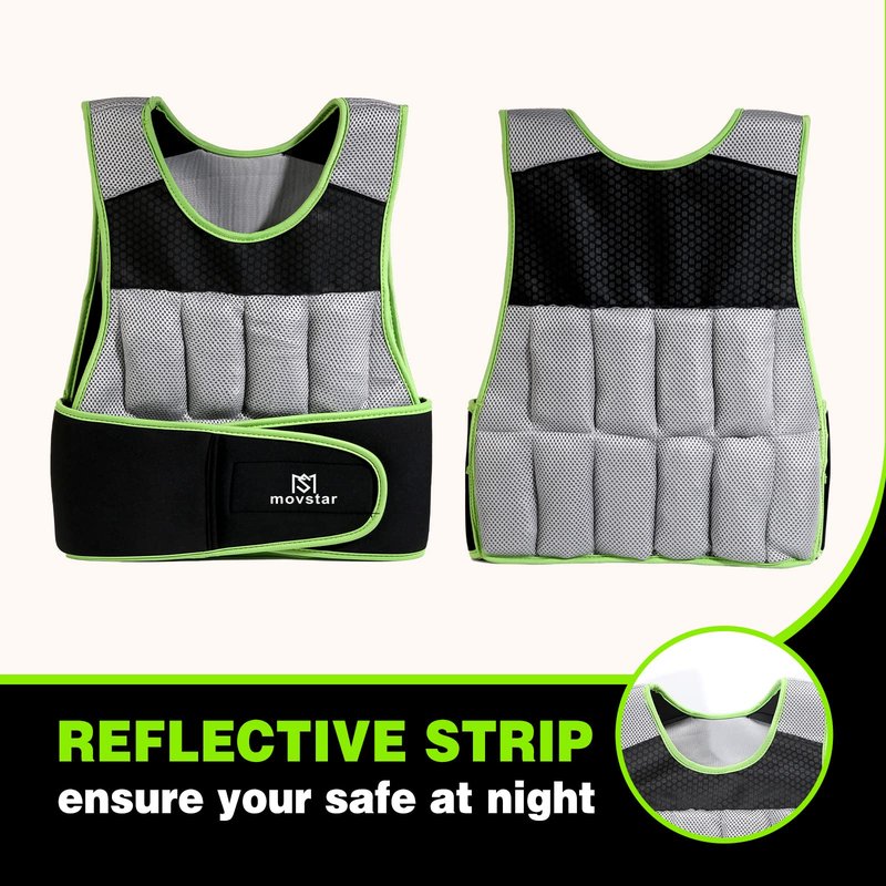 MOVSTAR Adjustable Weighted Vest Women Men with Reflective Design 10lbs,20lbs Workout Vest for Strength Training, Walking, Jogging, Weightlifting, Running Men Women