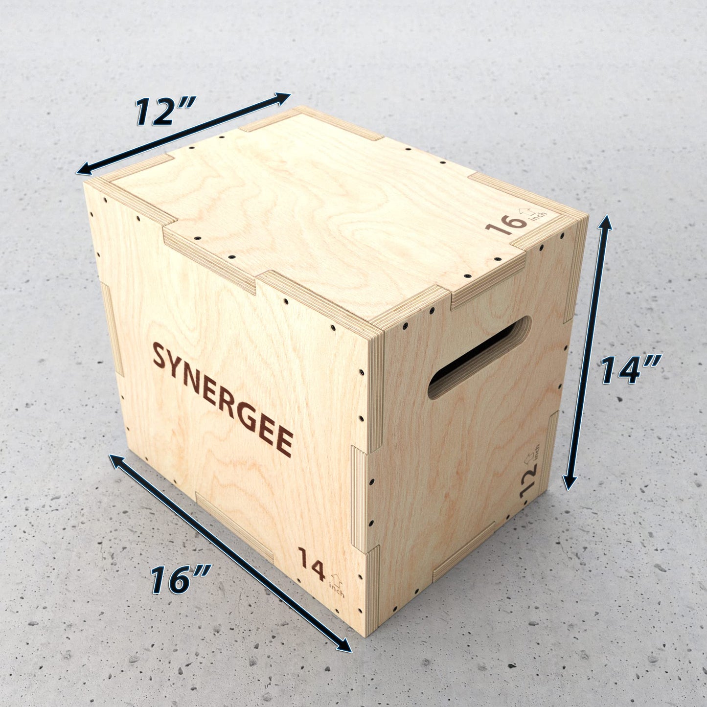 Synergee 3 in 1 Wood Plyometric Box for Jump Training and Conditioning. Wooden Plyo Box All in One Jump Trainer. Size - 20/18/16