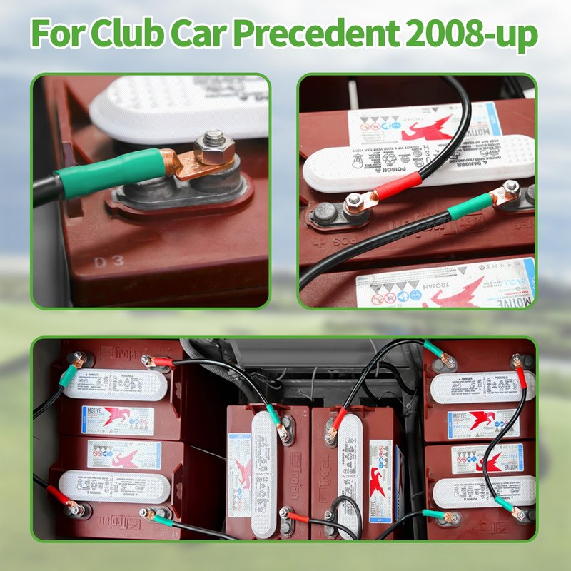 10L0L Golf Cart Battery Cables 48V for Club Car Precedent 2008-Up, 4 Gauge Pure Copper, 5-Piece Wire Set
