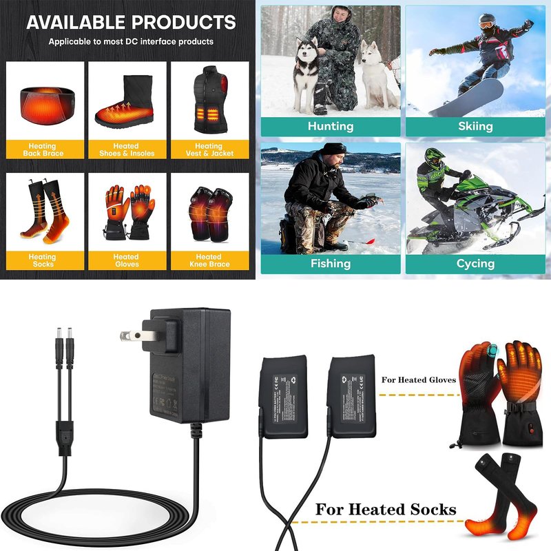 7.4V Li-Polymer Battery，for Savior Snow Deer Sun Will Heated Gloves Socks Hats Vest Mittens Heating Pad 8.4V Dual Port Charger SWB01 SWB03 2200 3000 3500mAh Rechargable Lithium Polymer Batteries