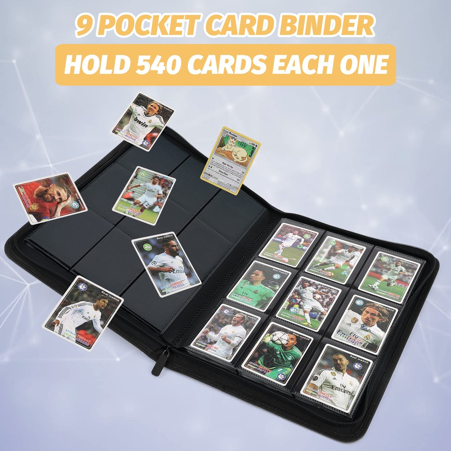 Foalgo Trading Card Binder, Card Collection Binder Album Folder with 540 Side Loading Pockets, 9 Pocket Trading Card Album Folder for TGC,MTG, Baseball Cards, Yugioh.