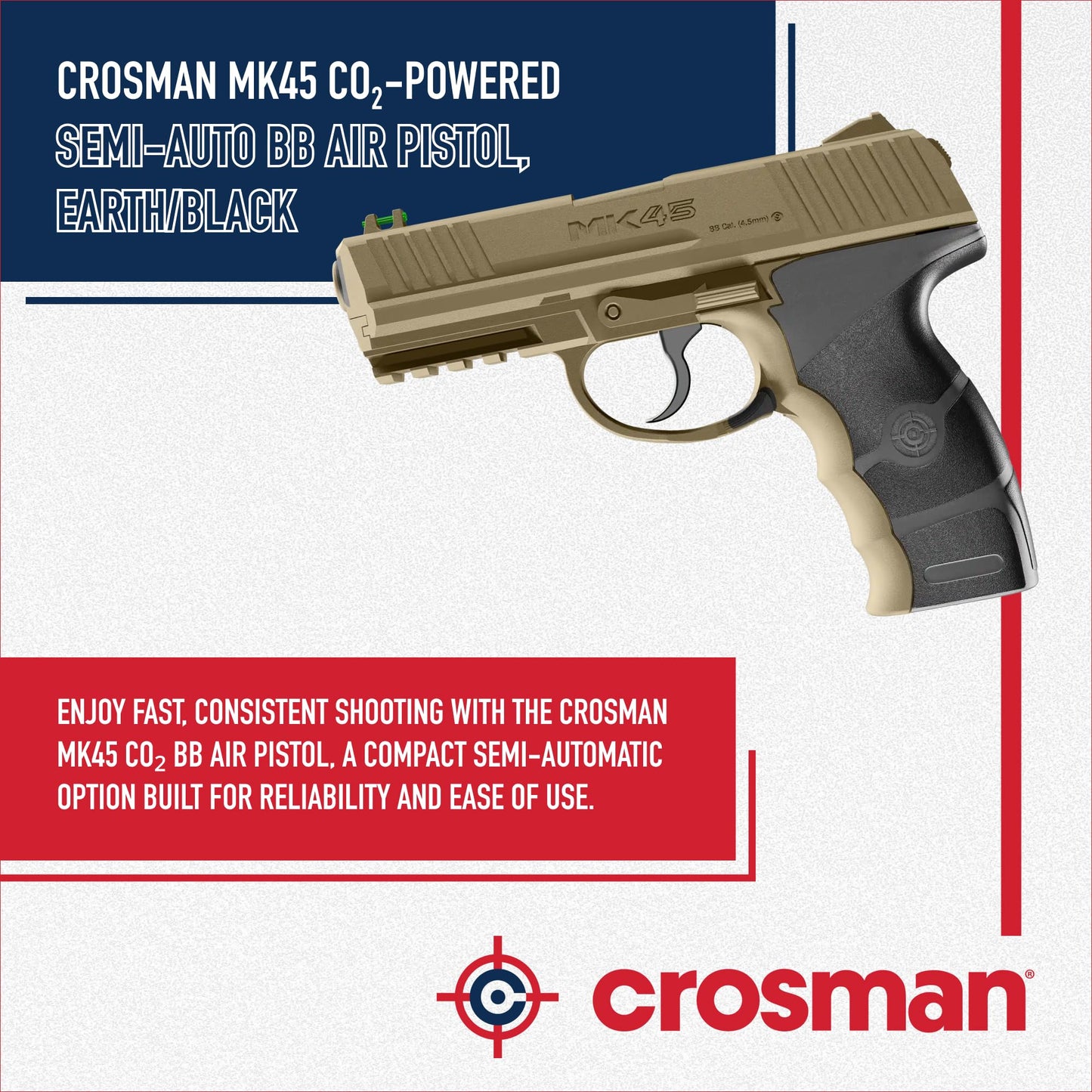 Crosman MK45 CO2 Powered Semi Auto Dual-Tone BB Air Pistol