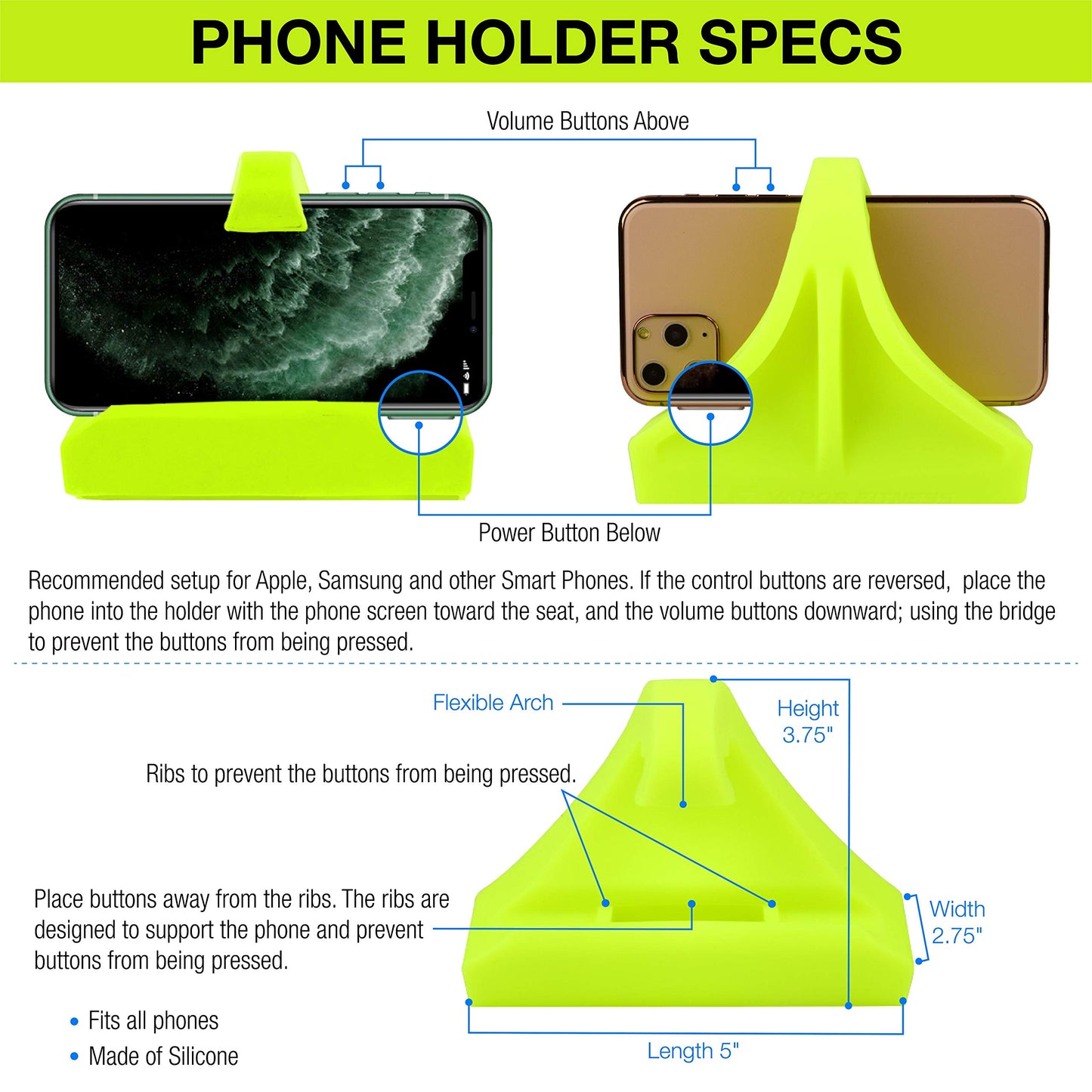 Phone Holder Made for PM5 Monitors of Concept 2 Rower, SkiErg and BikeErg - Silicone Smartphone Cradle Compatible with Concept 2 Rowing Machine. Ideal Rower Accessories