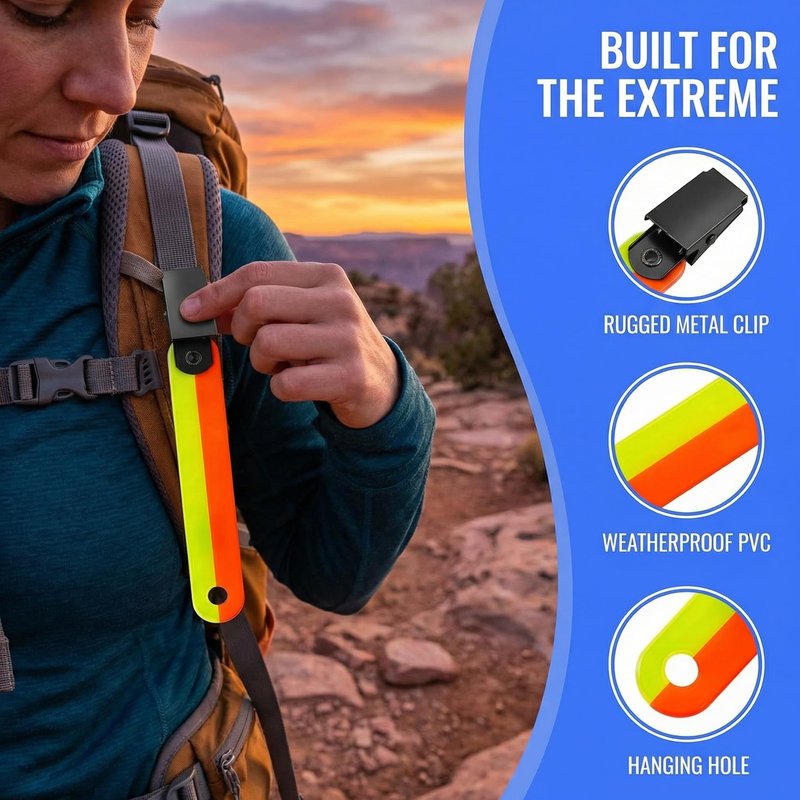 Little World 48-Pack High Visibility Reflective Trail Markers - 4" Fluorescent Orange Clips for Hunting, Hiking & Outdoor Navigation