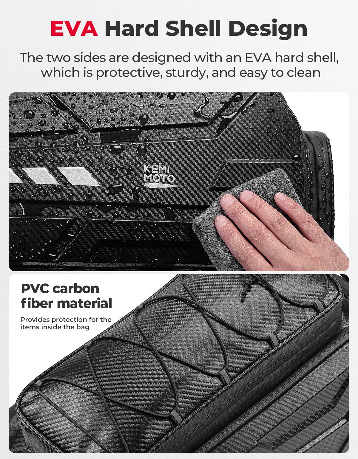 KEMIMOTO Bike Rear Bag, 11L/20L/40L EVA Hard Shell with Waterproof Cover, Bicycle Trunk with Shoulder Strap for Commuter Travel Outdoor