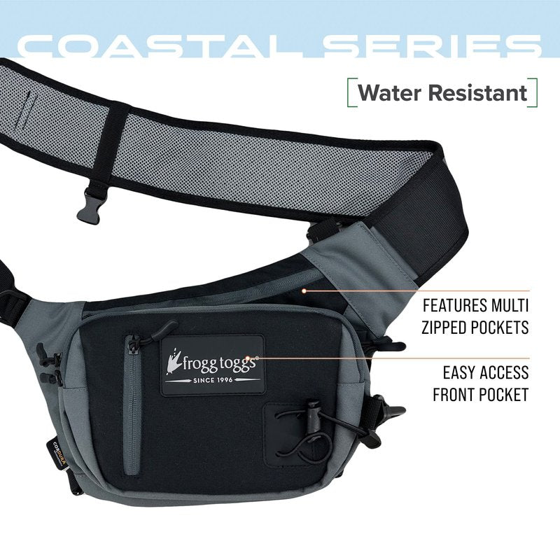 FROGG TOGGS Flats Sling Pack, Easy Hands-Free tackle storage bag with built-in Rod Support, Black, OS