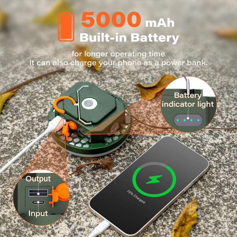 A2C Universal Magnetic LED Light - 800lm Ultra Bright, 5000mAh, Lasts 40H Runtime, USB Rechargeable, Magnetic+Hook Mount for Golf Cart/Camping/Roof/Outdoor