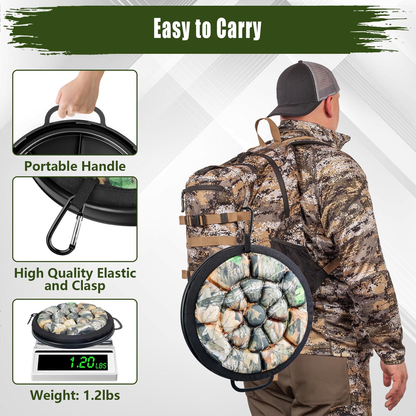 GJL 5 Gallon Bucket Seat Lid, 360 Degree Swivel Memory Foam Bucket Seat Cushion with Padded Top for Hunting, Fishing, Camping, Gardening and Baseball Training, Fits Standard 11"-11 3/4" Bucket