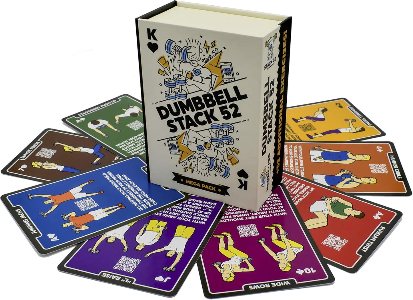 Dumbbell Exercise Cards - 52 Workout Playing Cards with Video Instructions | Perfect for Home Gym Fitness