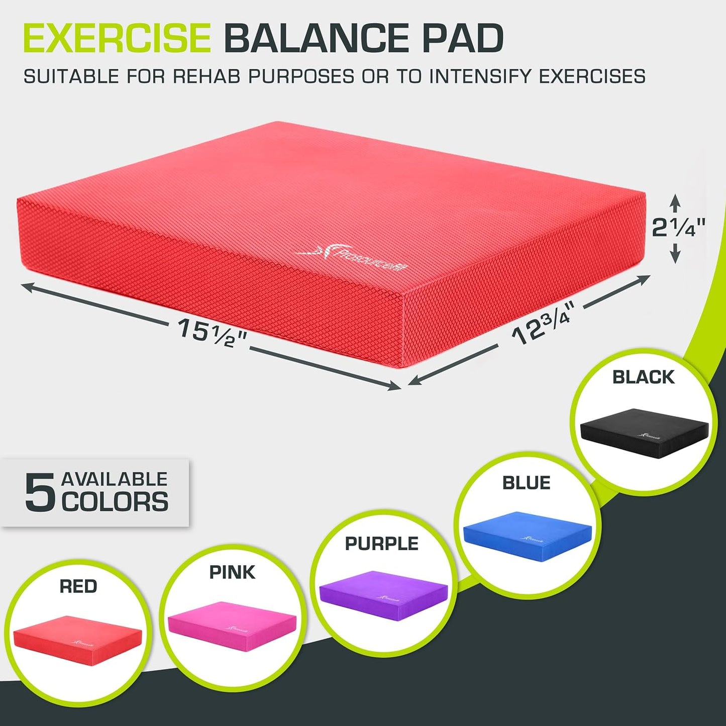 ProsourceFit Exercise Balance Pad - Non-Slip Foam Mat for Stability Training & Yoga | Ideal for Physical Therapy