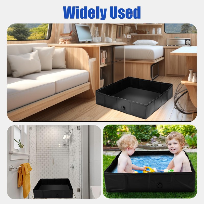 MABOZOO Portable Shower Pan, 41" x 41" x 10" Outdoor Shower Base Foldable Shower Base with Drain Pipe Camping Shower Mat for Indoor & Outdoor