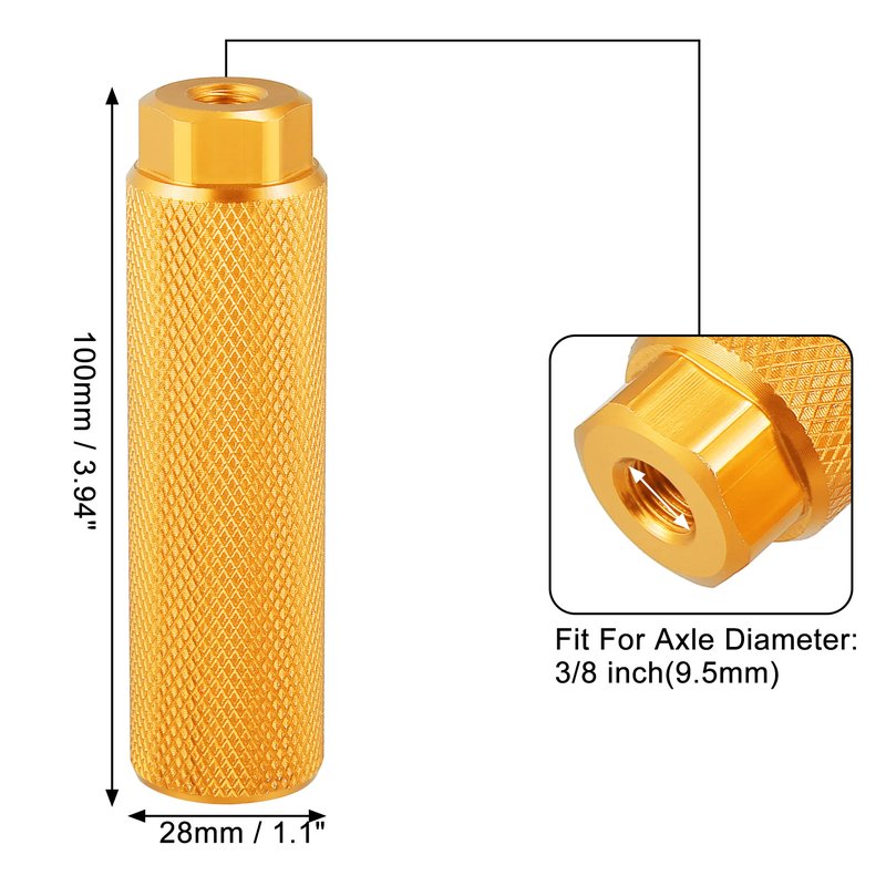 X AUTOHAUX Pair Aluminum Alloy Rear Foot Pegs Footrests Universal Yellow for BMX MTB Bike Bicycle Fit 3/8 Inch Axles