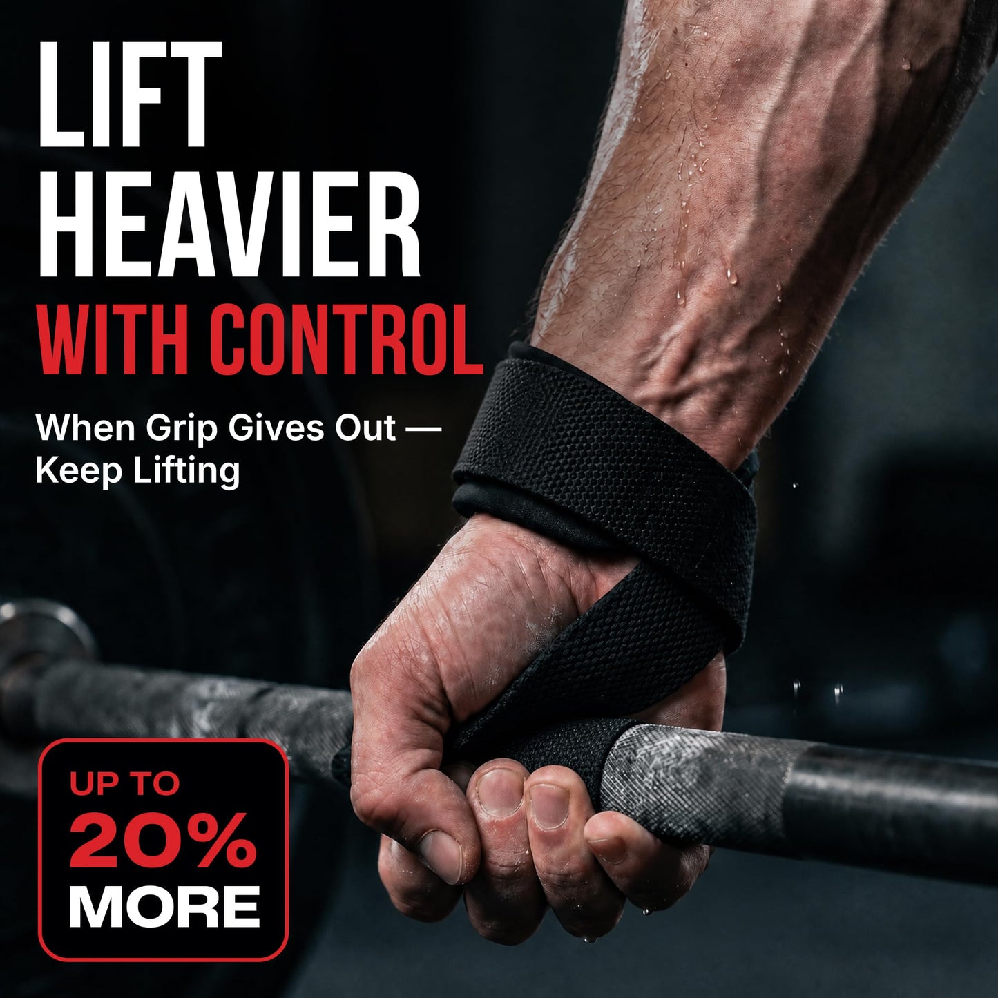 Rip Toned Lasso Lifting Straps for Weightlifting, 23¼" Padded, All-Black