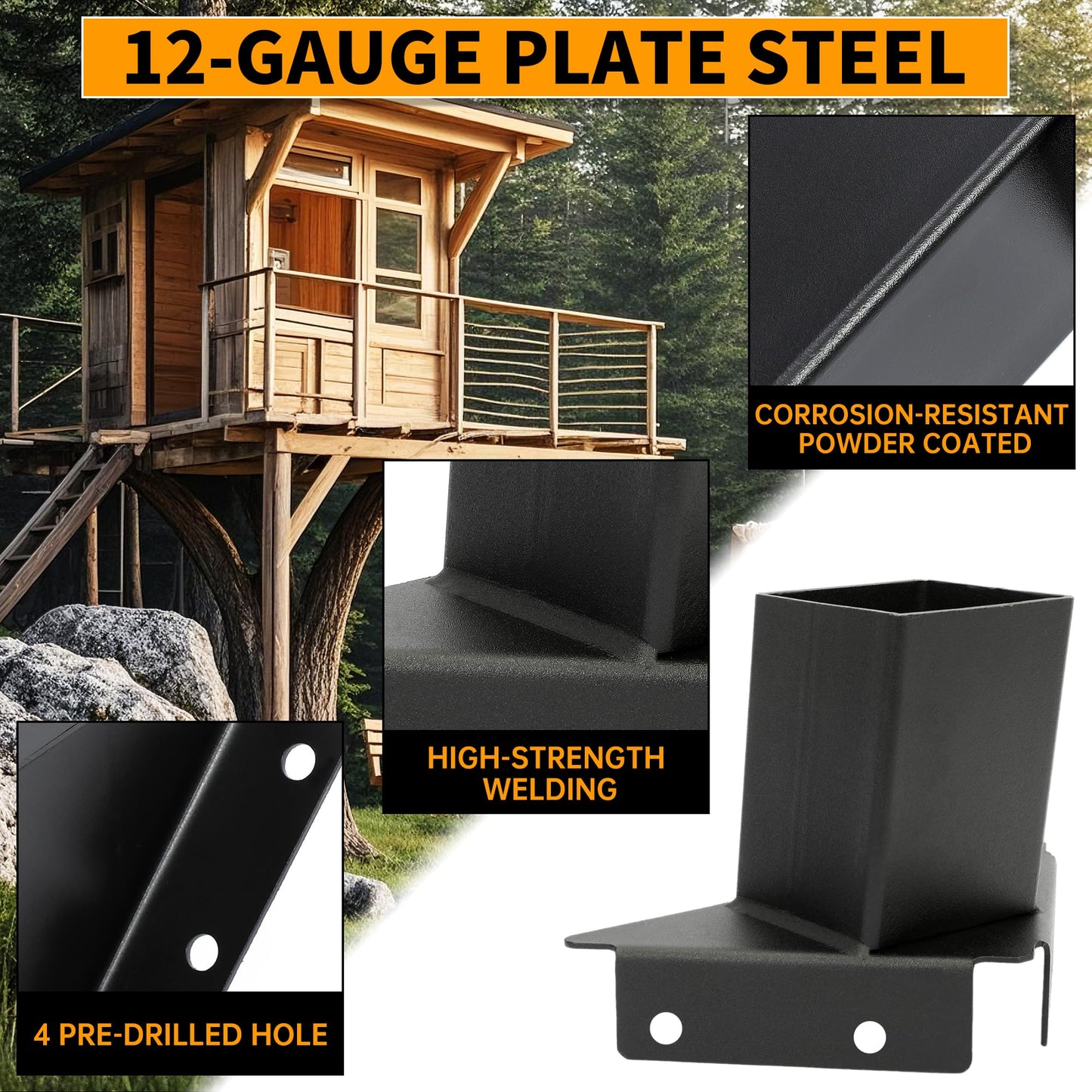 ECOTRIC Deer Stand Brackets 4x4 Deer Blind Brackets, 4Pcs Compound Angle