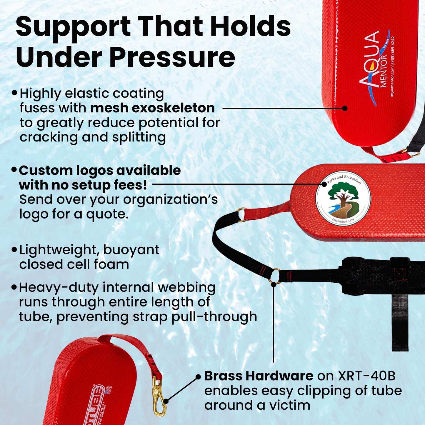 Aquamentor 40" - 50" ExoTube - Made in The USA - Lifeguard Rescue Tube, Pick Resistant Mesh Casing, Crafted for Durability, Superior Grip, and Performance in Lifesaving Emergencies