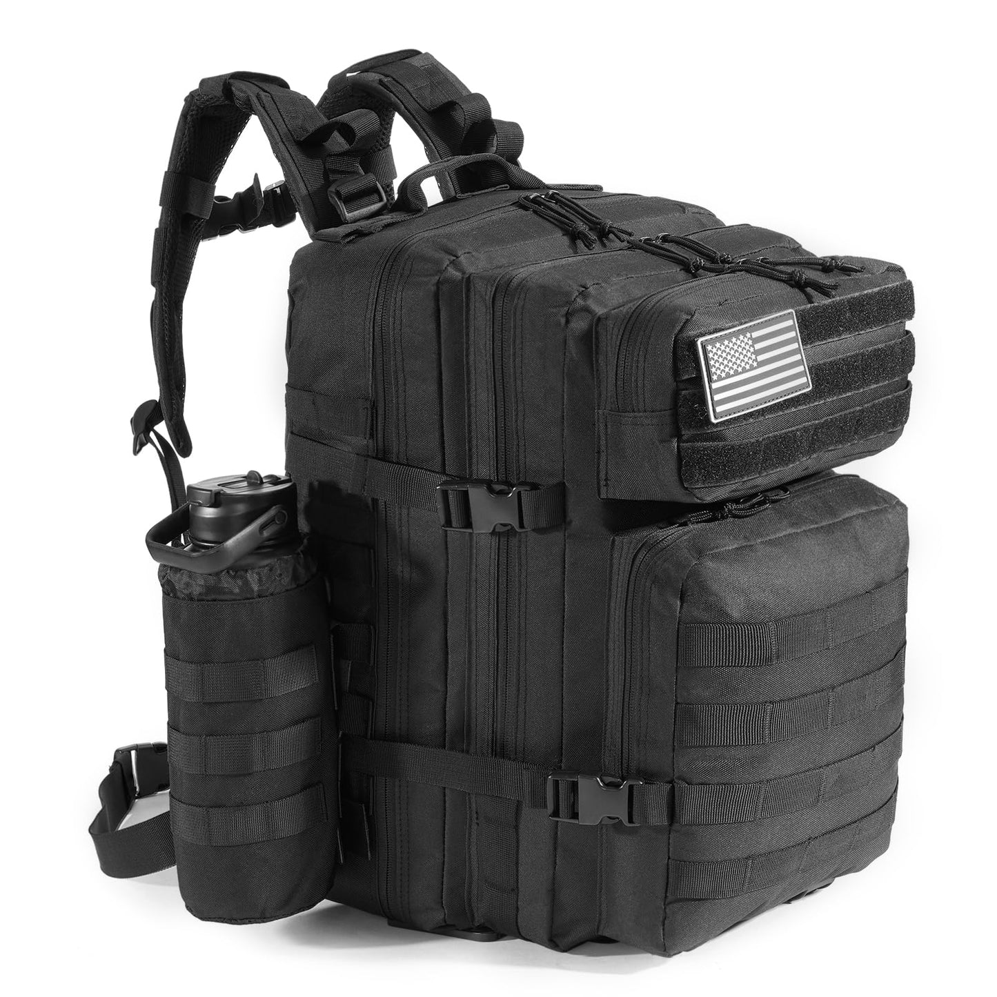 Jugbey Military Tactical Backpack for Men 45L Large Waterproof Army 3 Days Assault Pack Molle Bag Backpacks for Trekking,Camping,Hunting,Hiking (Black)