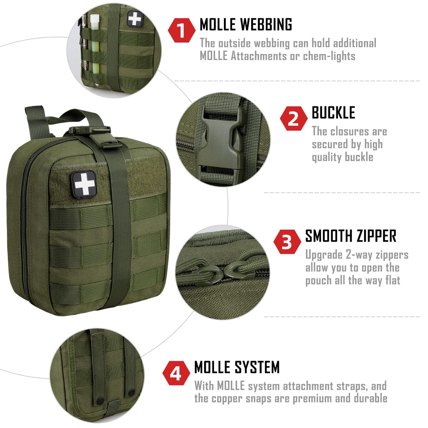 LIVANS 1000D First Aid Bag Empty Medical Ifak Pouch Molle EMT Pouches Rip-Away Tactical Military Trauma Emergency Medic Bag