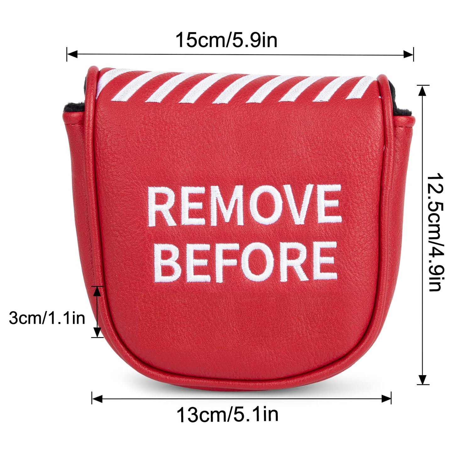 Golf Mallet Putter Cover Golf Headcover, Magnetic Closure Premium Leather Do Not 3Putt Golf Head Covers Fits Golf DF3 Putter Poker Ace Mallet Putter Headcover (RBF)