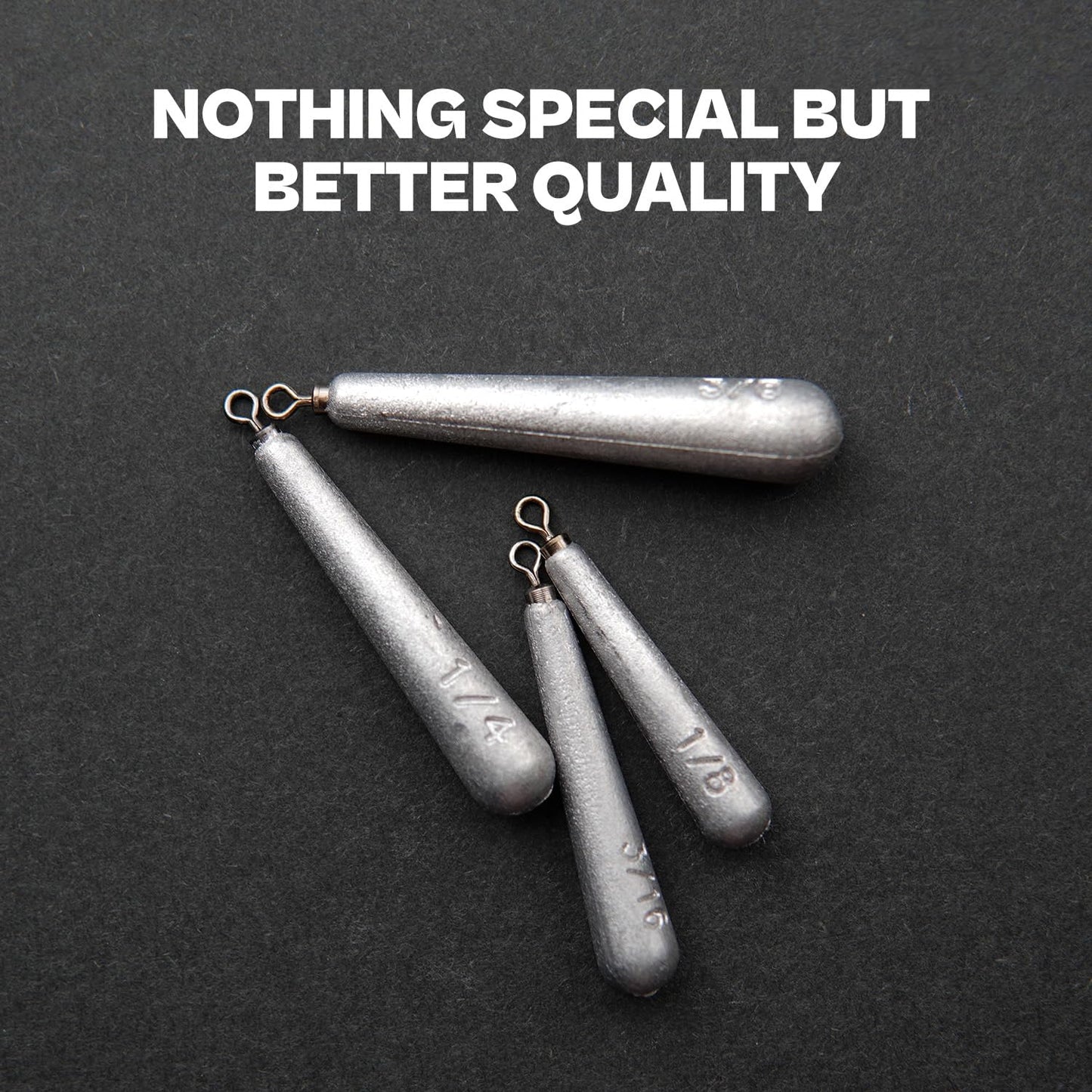 27/30 PCs Free Rig & Drop Shot Weights - Skinny Teardrop Fishing Sinkers (1/8 3/16 1/4 3/8 1/2oz) | Die-Cast Lead-Antimony Alloy | Mixed Kit Available
