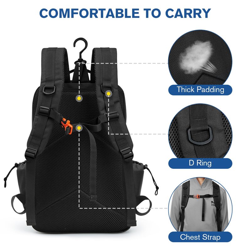 G4Free Pickleball Bag Fits 2 to 6 Paddles, Large Pickleball Backpack with Fence Hook for Men and Women(Black)