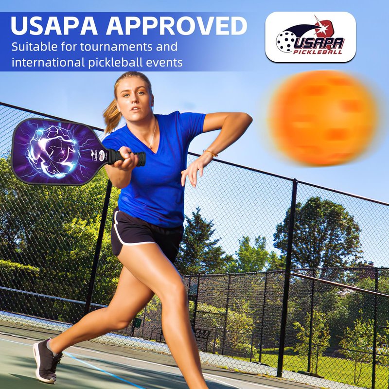 Lipaux Pickleball Paddles Set of 2, USAPA Approved Pickleball Rackets Material with Carbon Fiber, Lightweight Pickleball Paddle Set with 2 Paddles, 4 Balls, 2 Grip Tapes and Carry Bag
