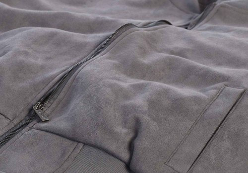 Gioberti Men's Faux Suede Bomber Jacket with Warm Light Inner Padding, Charcoal, M