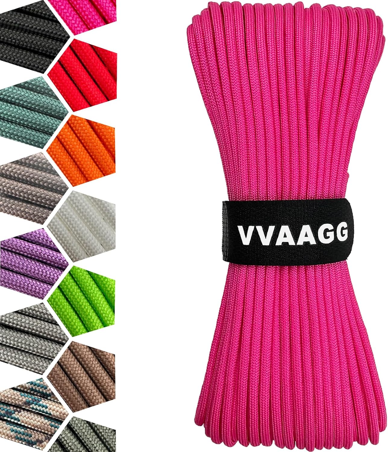 1000 Paracord Rope - 4mm 12-Strand Nylon Parachute Cord for Camping, Hiking & Fishing | Pink, 100FT