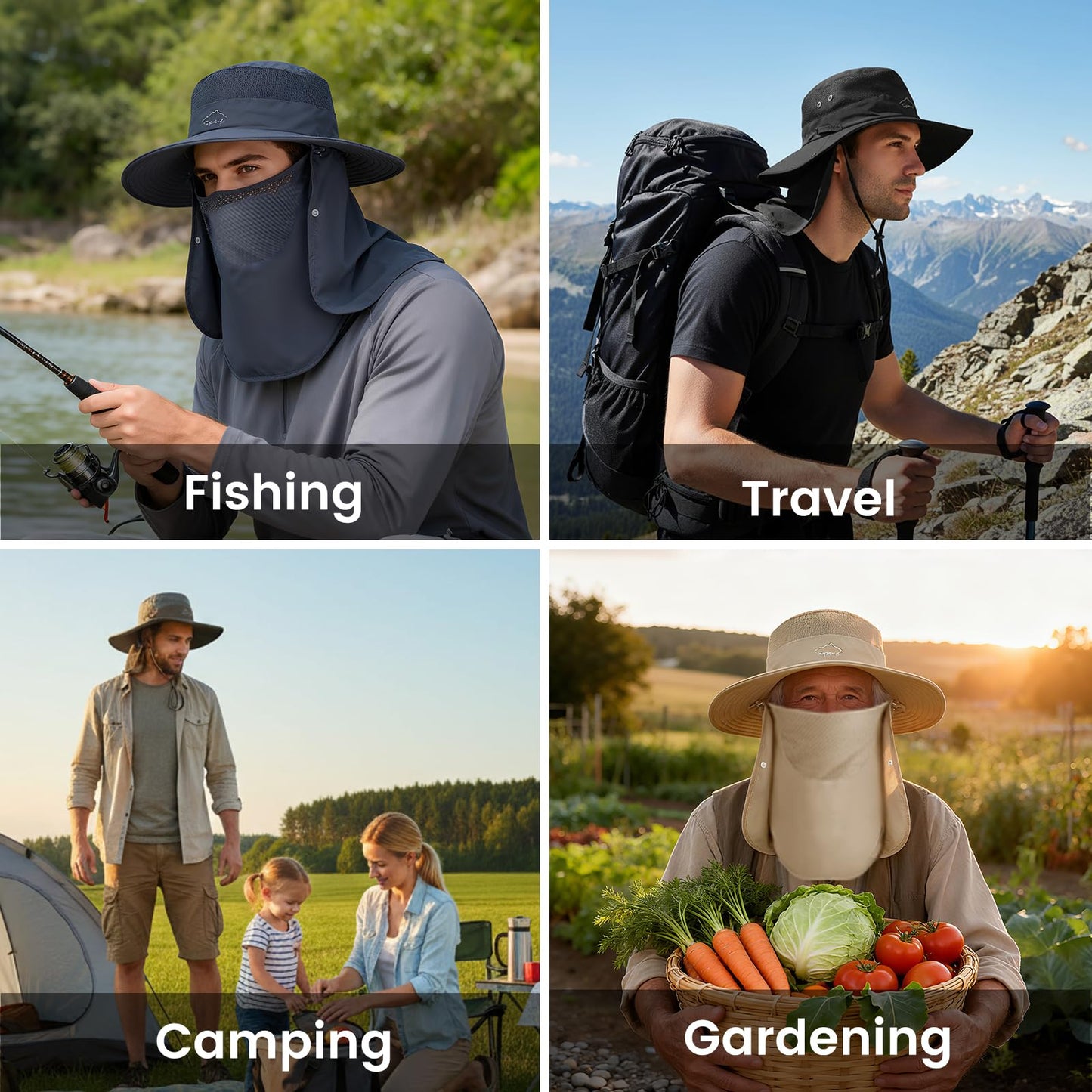 KEILOKLOK Sun Hats for Men Women UPF 50+ Waterproof Bucket Hat Dark Grey