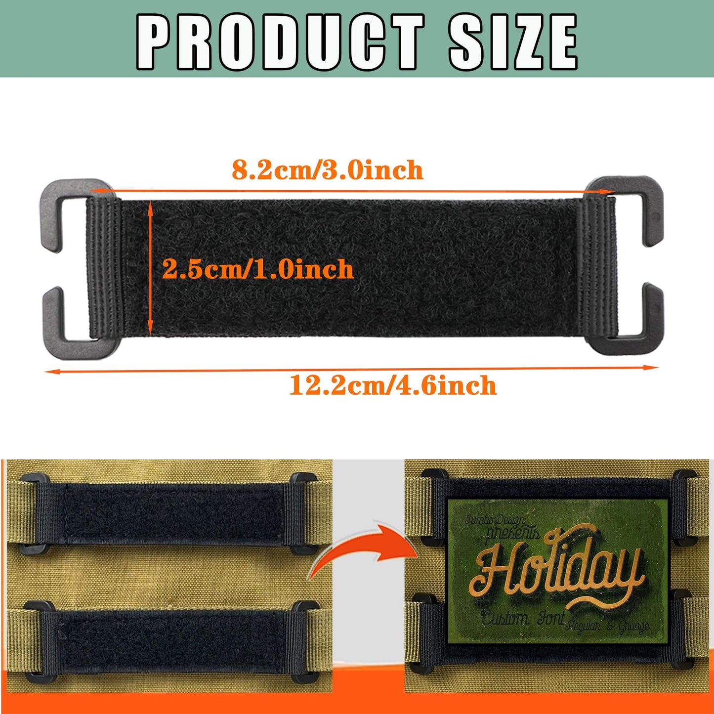 Molle Patch Panel Straps, Molle Strips for Attaching Tactical DIY Patches Display, Molle Hook and Loop Panel Straps for Badges Gear Setup 6 Pieces