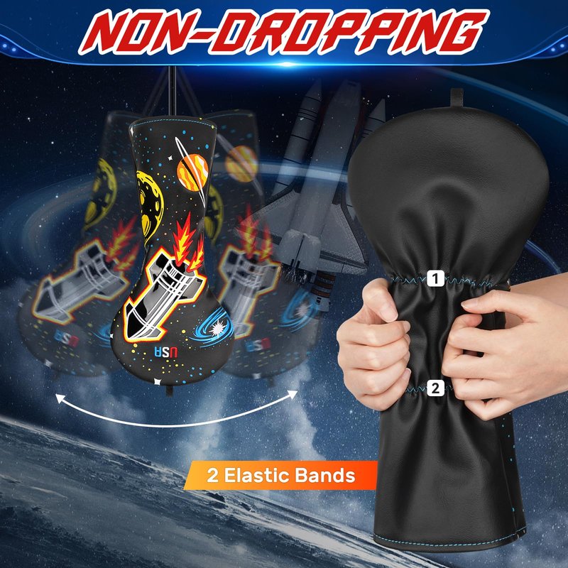 LZFAN Golf Club Head Cover Golf Head Cover Driver Fairway Hybrid Club Head Cover Wood Headcover Embroidered Planets (Driver)
