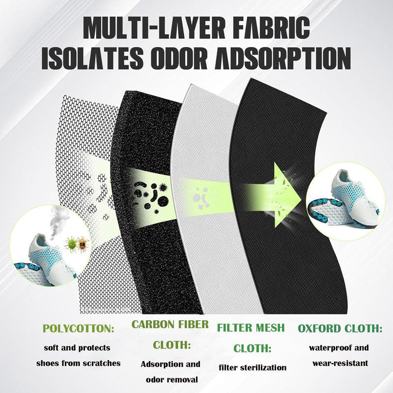 2 PCS Smell Proof Shoe Cleat Bags for Travel, Water-Resistant Odor Absorbing Cleat Shoe Organizer with Zipper for Soccer, Golf, Gym, Tennis, Baseball, Running（16.1 x 9.1 x 4.7 inches）