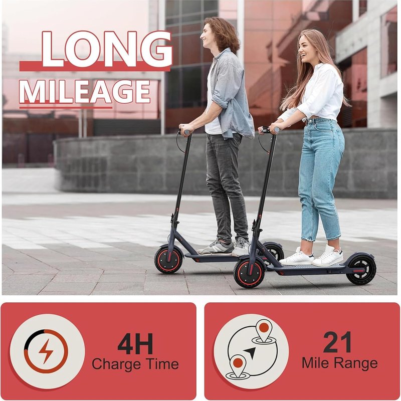 MAXSHOT Electric Scooter for Adults - 350W Motor, 21-28 Miles Range | 8.5/10/14" Tires, Dual Suspension