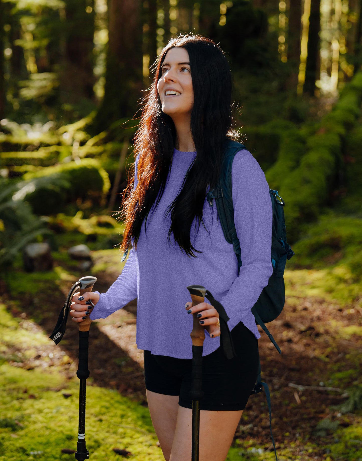 Women's Sun Shirts UPF 50+ Long Sleeve UV Protection Shirt Lightweight Quick Dry Workout Hiking Tops for Women(Heather Purple,L)