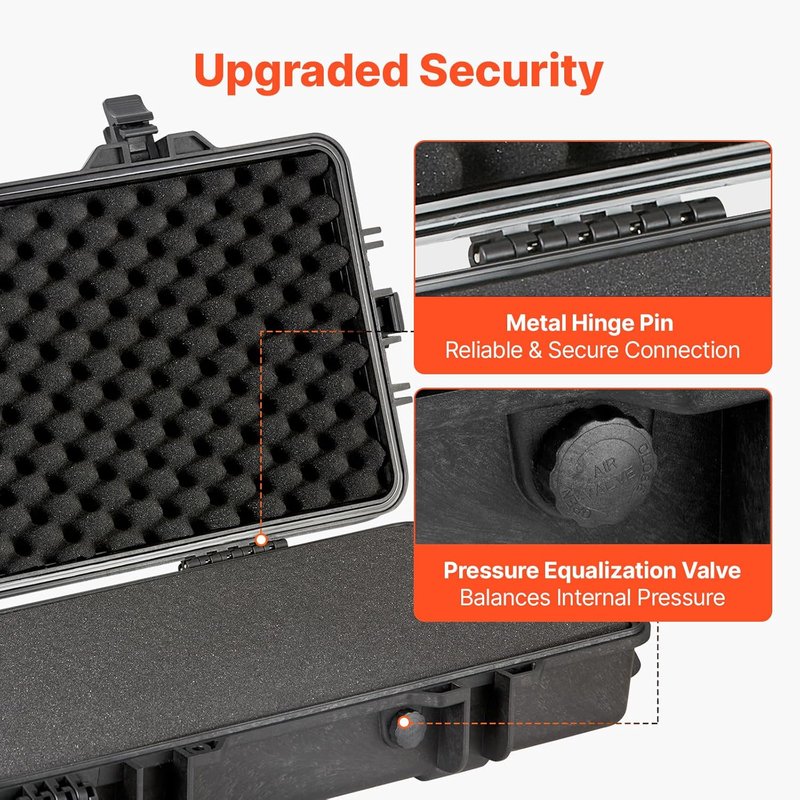 VEVOR Hard Rifle Case - 50 Inch Lockable Storage with Waterproof Foams | Durable Black Design