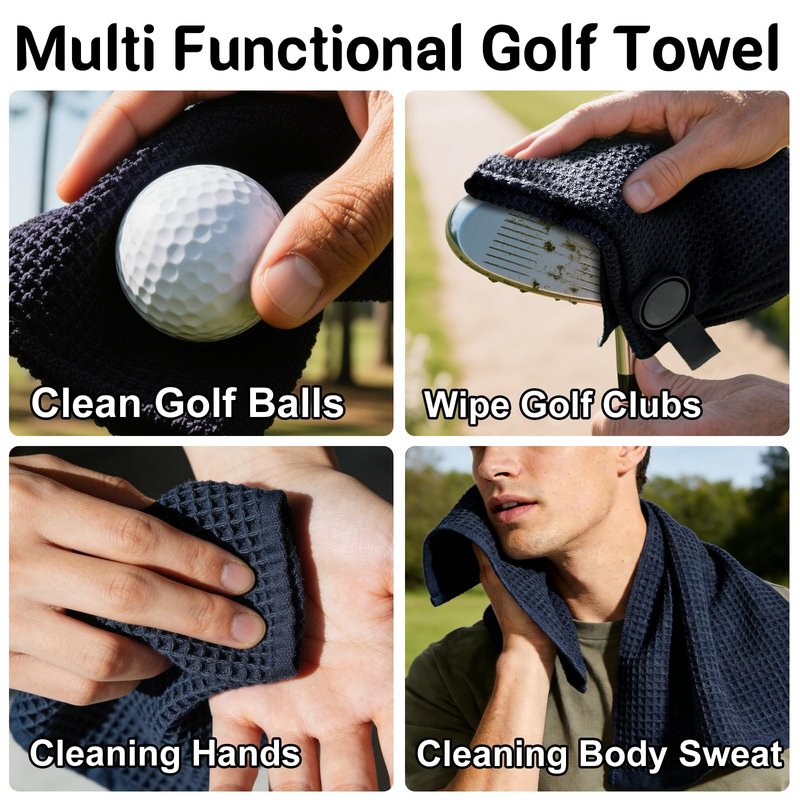 Epinovo Strong Magnetic Golf Towel for Golf Bags, 23.6"x15.7" Microfiber Golf Cleaning Towel with Waffle Weave Design, Easily Attaches to Golf Carts and Clubs (3 Pack)
