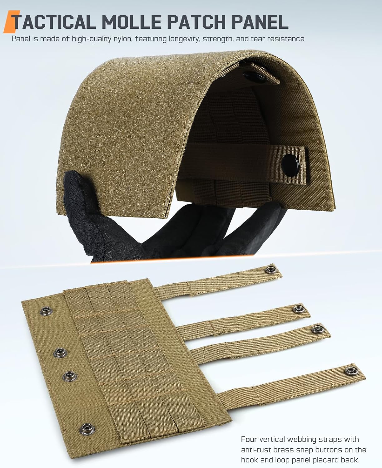 Molle Hook & Loop Panel - Tactical Mounting Placard for Pouch | 10.2" x 5.9" Attachment for Morale Patches & Backpack Accessories