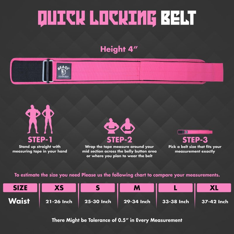 Self Locking Gym Belt Weight Lifting Belts For Men 4 Inch Weight Belt for Men with Metal Buckle Weight Lifting Belts for Women, Bodybuilding, Powerlifting & Weightlifting Belt