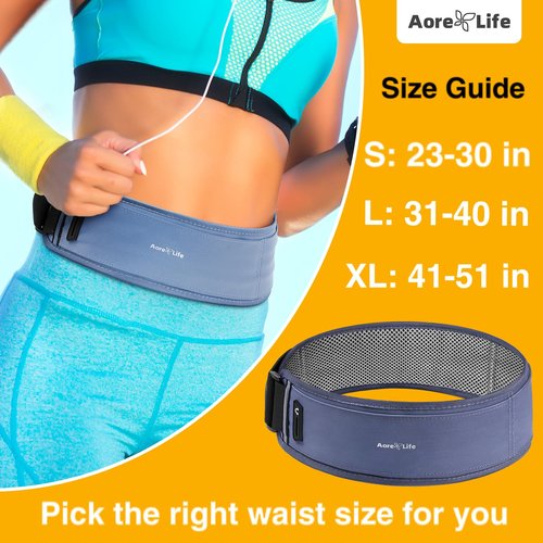 Aore Life Running Belt, Fanny Pack with Water Bottle Holder, Running Belt for Men Women, Hydration Belt, Running Gear, Phone Holder for Running