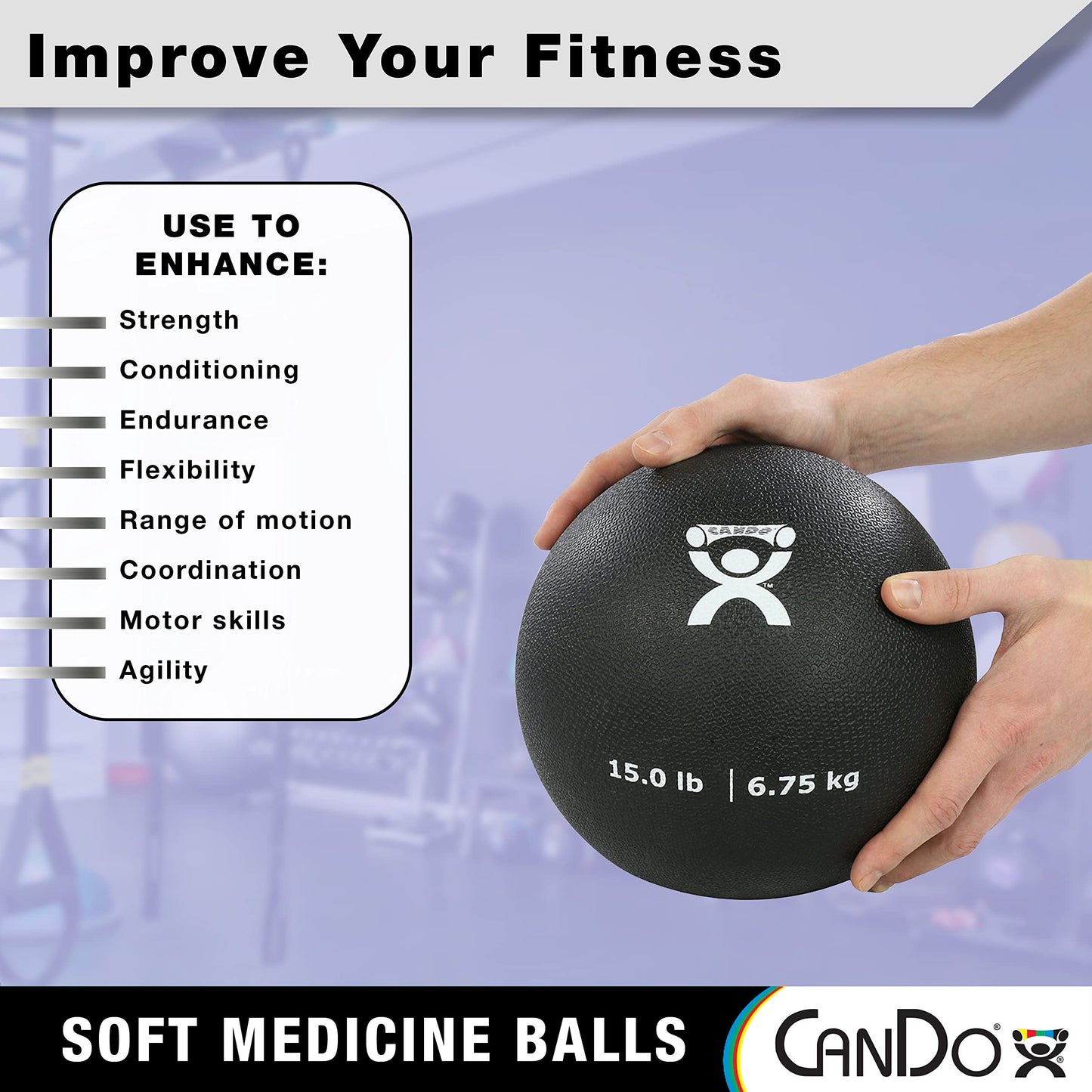 CanDo Soft Medicine Ball 5-Piece Set, 2lb, 4lb, 7lb, 11lb, and 15lb, for Physical Therapy and Fitness Exercises, Easy Grip Rubber Weighted Exercise Ball for Workouts