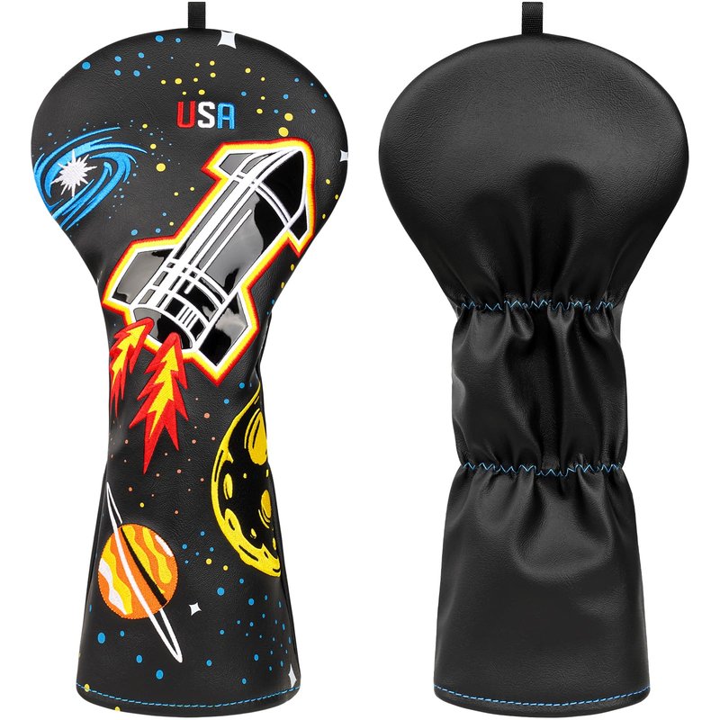 LZFAN Golf Club Head Cover Golf Head Cover Driver Fairway Hybrid Club Head Cover Wood Headcover Embroidered Planets (Driver)