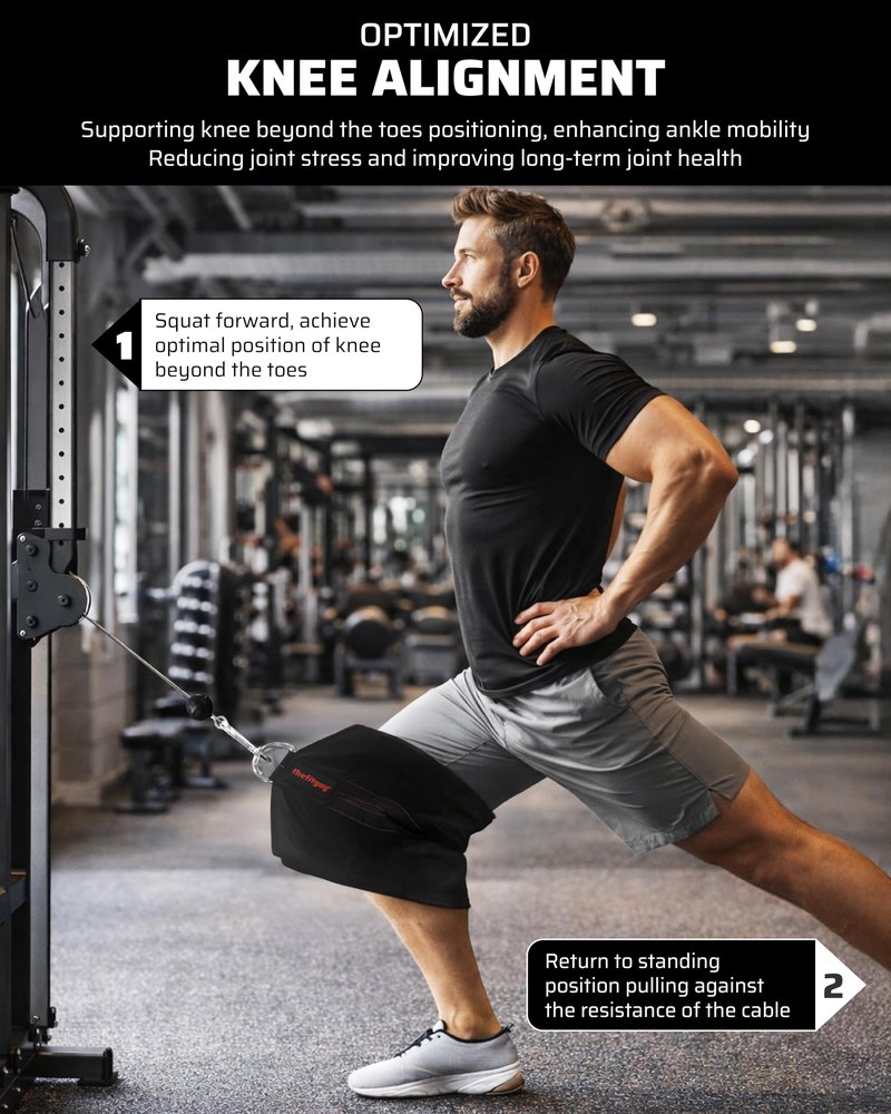 THEFITGUY Squat Knee Attachment for Cable Machine, Resistance Band & Smart Gym | Supports Deep Split Squats | Promotes Knee Strength, Ankle Mobility & Joint Stability | Home & Commercial Gym Accessory